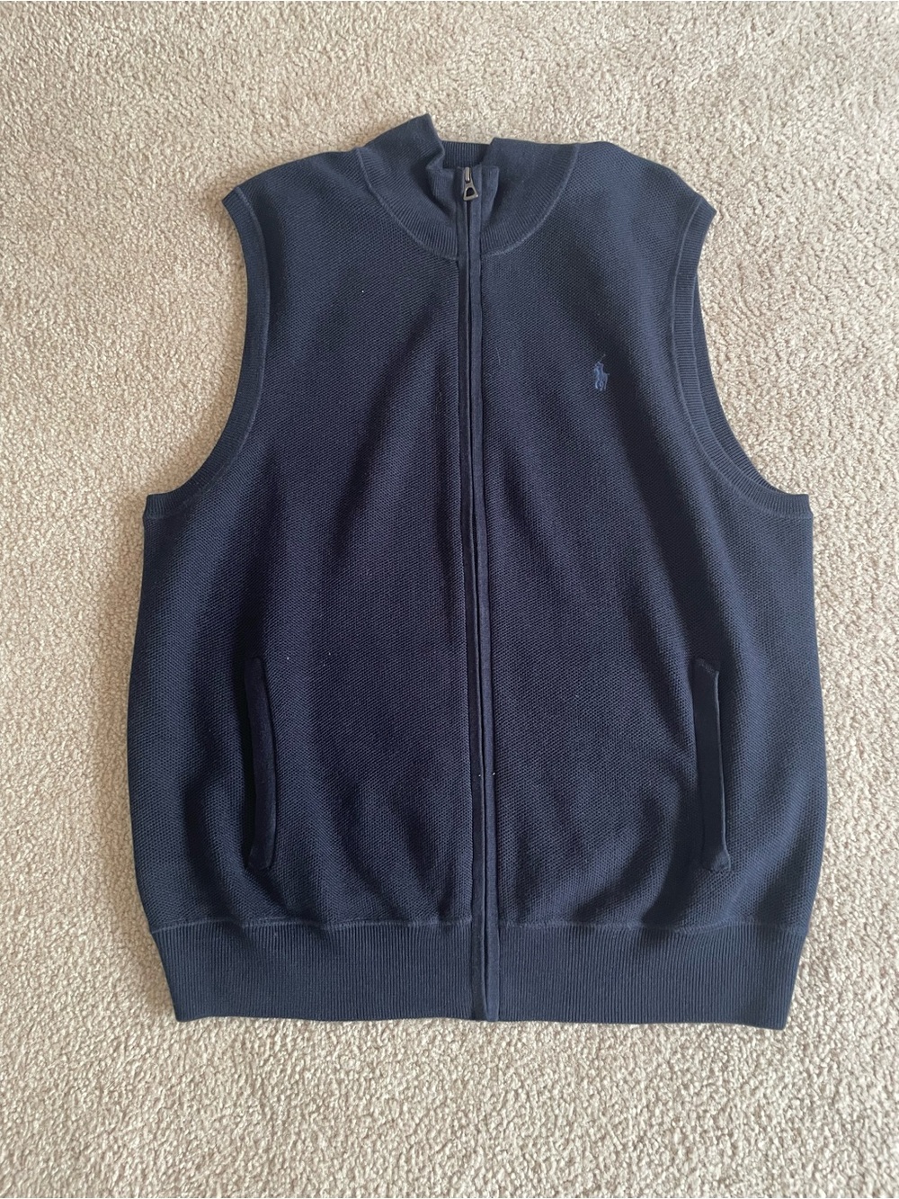 Polo by Ralph Lauren Navy Zip-Up Knit Vest
